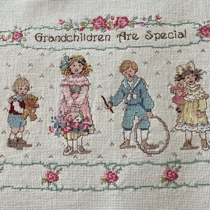 “Grandchildren Are Special” hand stitched counted cross stitch
